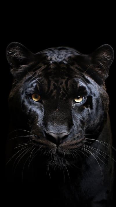 Intense Black Panther Portrait with Piercing Yellow Eyes
