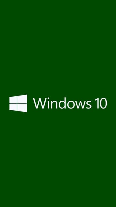 Windows 10 Logo and Text on Green Background