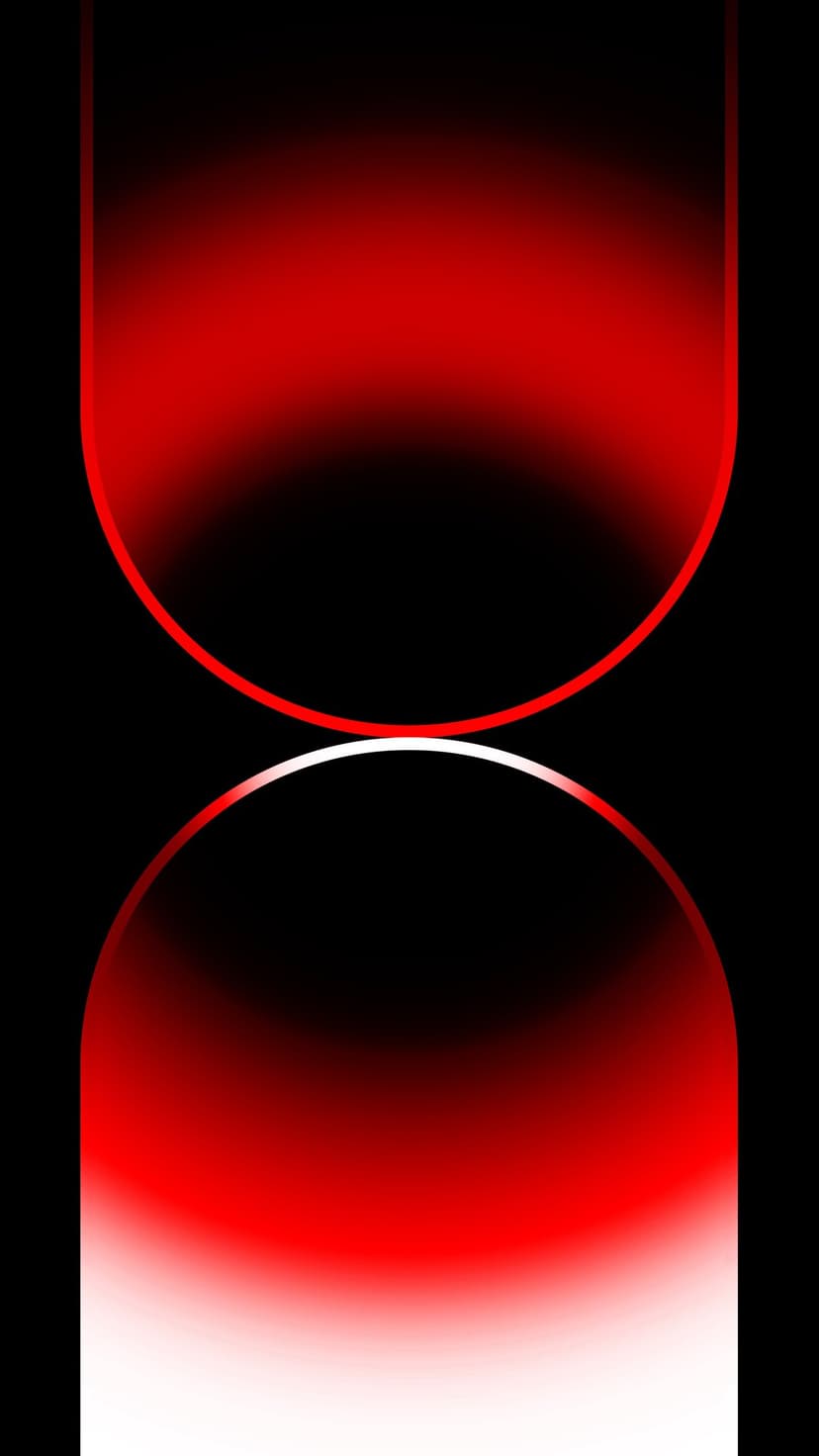 Glowing red arcs and soft crimson waves flowing across a deep black void for a minimalist mobile screen layout.