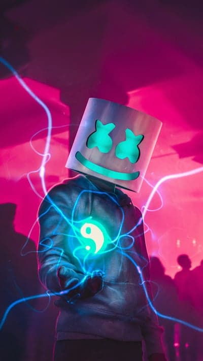 Neon Marshmello Yin Yang DJ Portrait Mobile Wallpaper