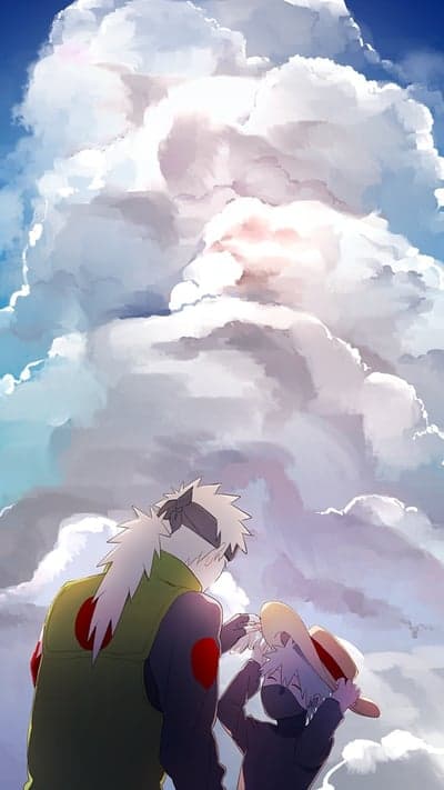 Kakashi and Child Kakashi Under Giant Clouds