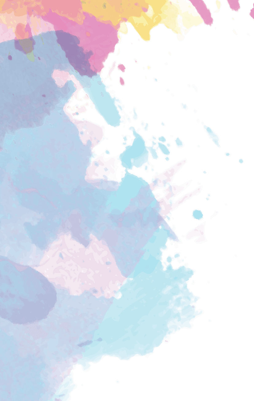 Watercolor world map illustration featuring vibrant blue and purple paint splatters on a grainy white background.