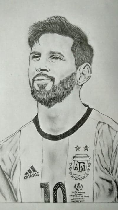 Lionel Messi Argentina Sketch Portrait Mobile Wallpaper