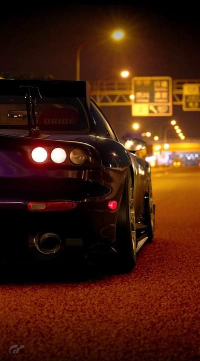 Night Drive: Tuned Mazda RX-7 on City Streets