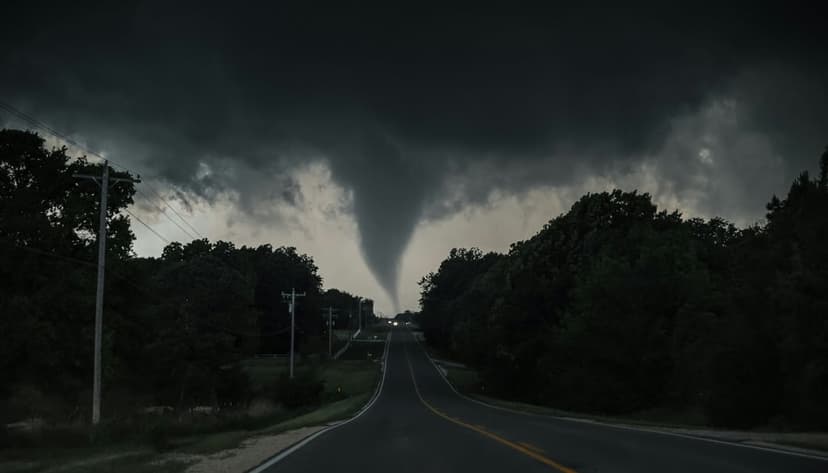 Menacing Tornado Funnel Mobile Background on Rural Highway