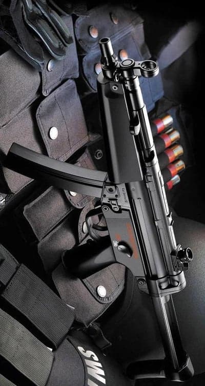 Tactical MP5 submachine gun and SWAT gear
