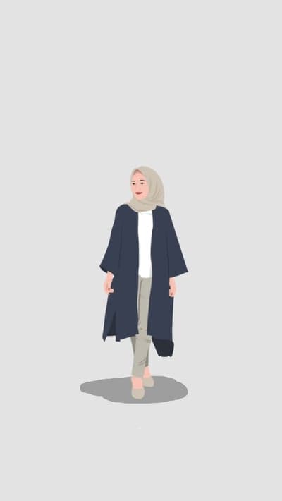 Stylish Muslim woman in hijab and long coat illustration