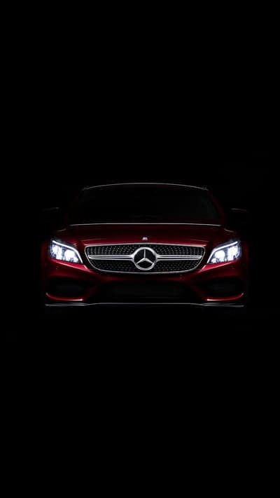 Crimson Mercedes-Benz LED Grille Mobile Wallpaper