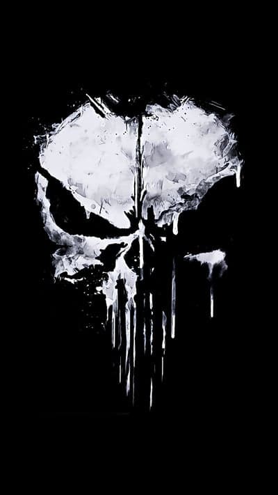 Textured White Skull Paint Drip Dark Mobile Wallpaper