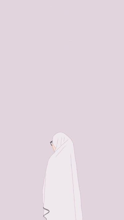 Minimalist illustration of a woman in a white hijab