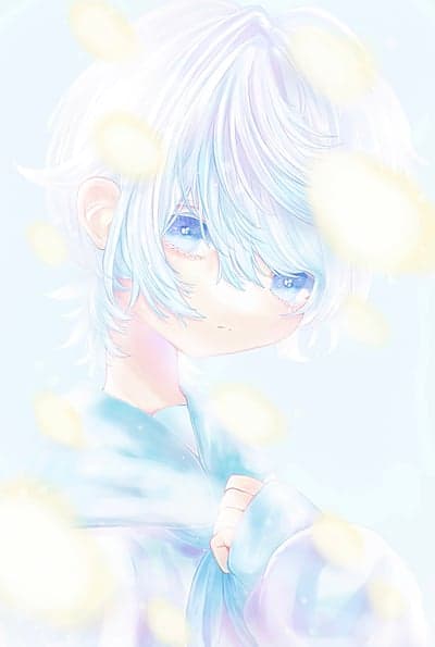 Ethereal Anime Boy with Blue Eyes Mobile Wallpaper
