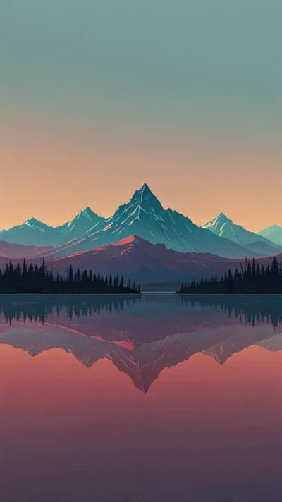Vibrant Peak Reflection Lake Sunset Phone Wallpaper