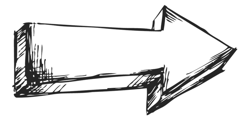 Right pointing arrow features a sharp apex and clean black silhouette against a transparent background.