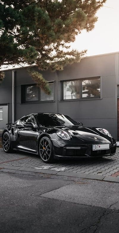 Glossy Black Porsche 911 Turbo S Supercar Mobile Wallpaper