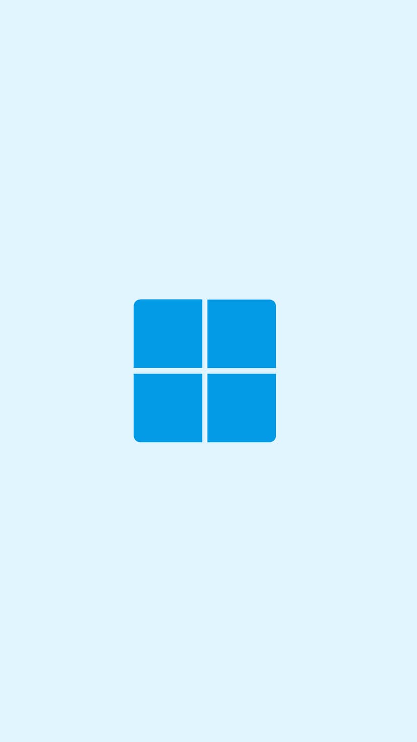 Windows 11 logo with four blue panes centered on a light blue vertical gradient background for mobile devices.