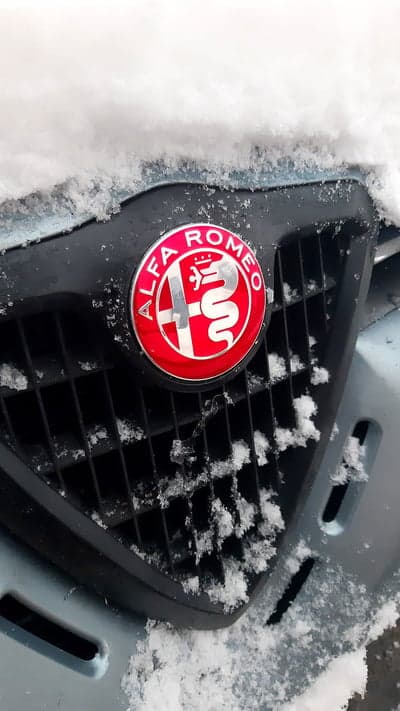 Snowy Alfa Romeo Emblem Mobile Phone Background