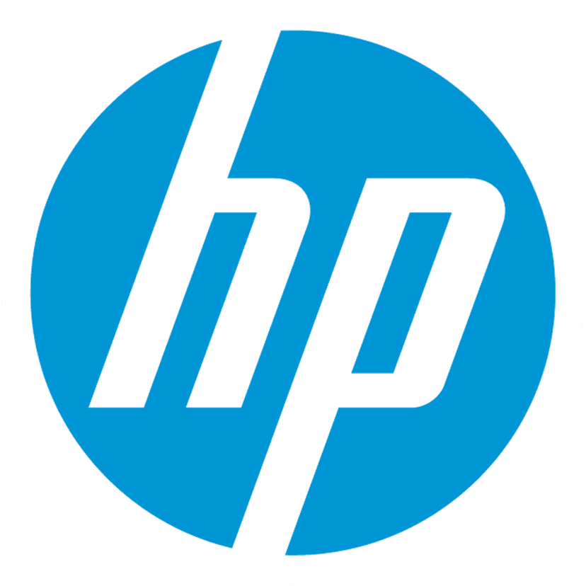 Hewlett Packard blue circular logo featuring lowercase white letters centered within a smooth matte background.