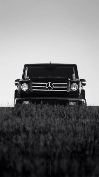 Mercedes G-Class Monochrome Grassy Field Phone Wallpaper