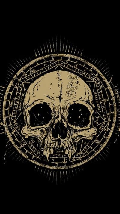 Mystical Skull with Occult Symbols and Ancient Runes
