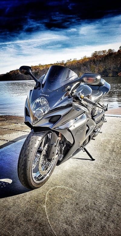 Dramatic Suzuki Motorcycle Lakefront Tablet Wallpaper