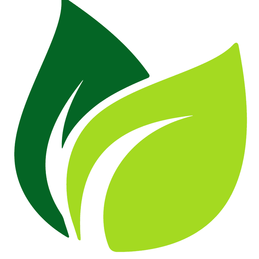 Maple leaf and grass blades icon featuring green and teal gradients on a transparent background for clear branding.