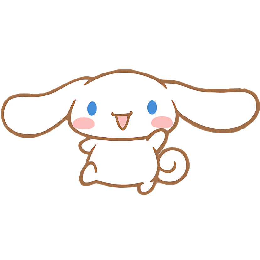 Rabbit character illustration with long floppy ears, white fur, and pink cheeks in a 2D cartoon vector style.