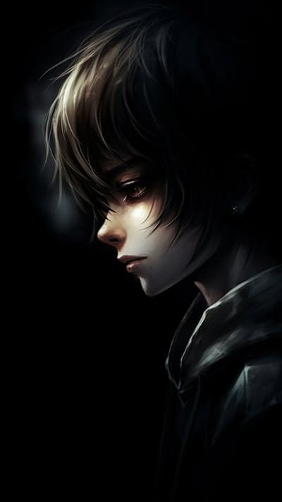 Anime Boy Profile Portrait in Dramatic Lighting