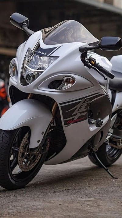 White Suzuki Hayabusa Front View Sportbike Mobile Wallpaper