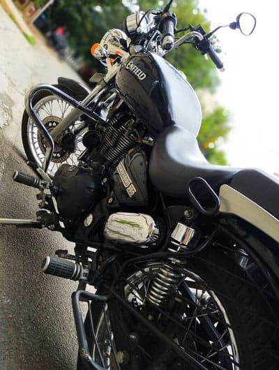 Black Royal Enfield Classic Motorcycle with Chrome Accents