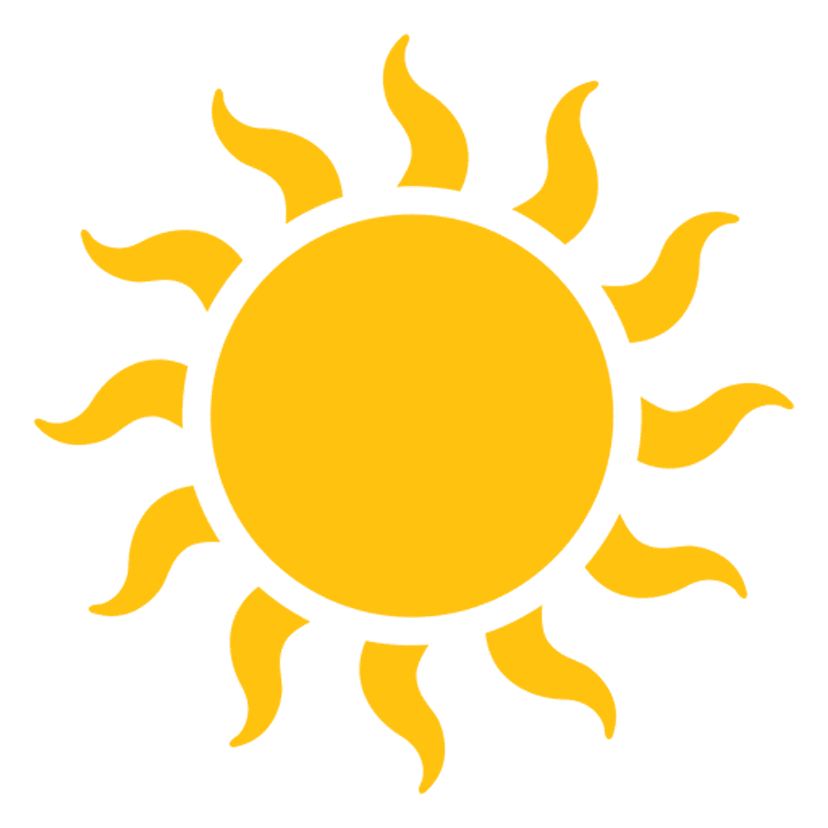 Circular sun silhouette logo featuring sharp radial rays and a golden yellow minimalist flat vector design.