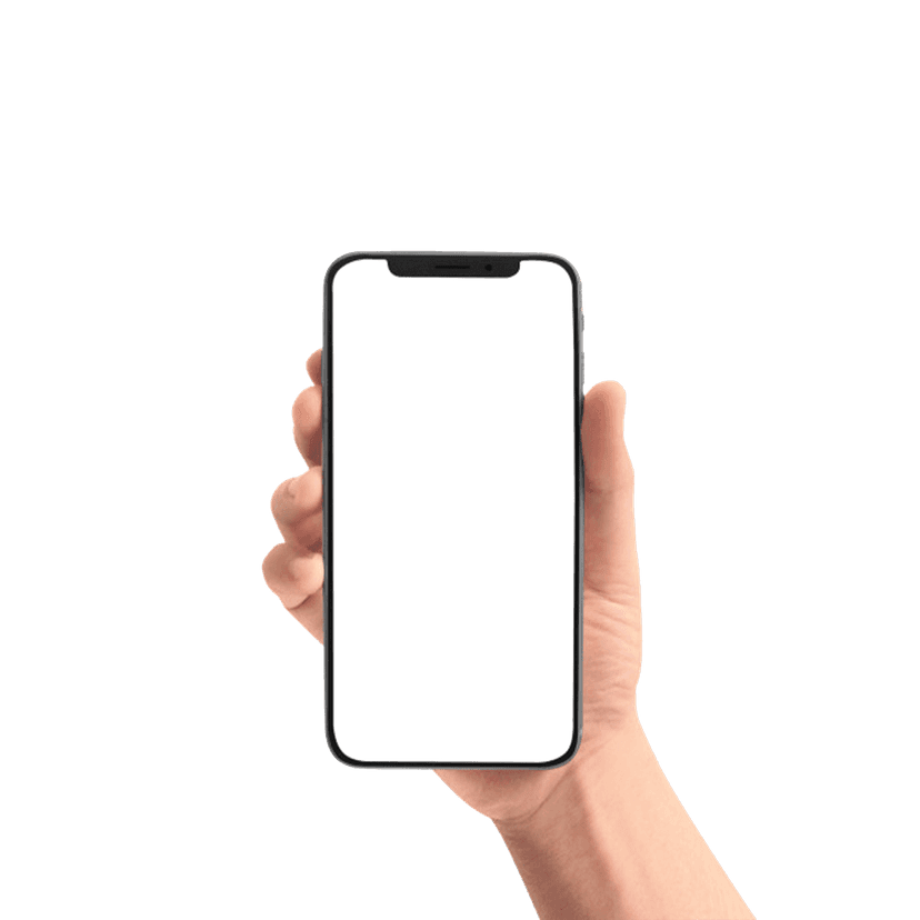 Smartphone hand mockup featuring a realistic human grip on a sleek mobile device with a clear vertical screen display.