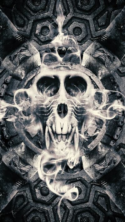 Ornate Gothic Skull with Mechanical Details Mobile Backdrop