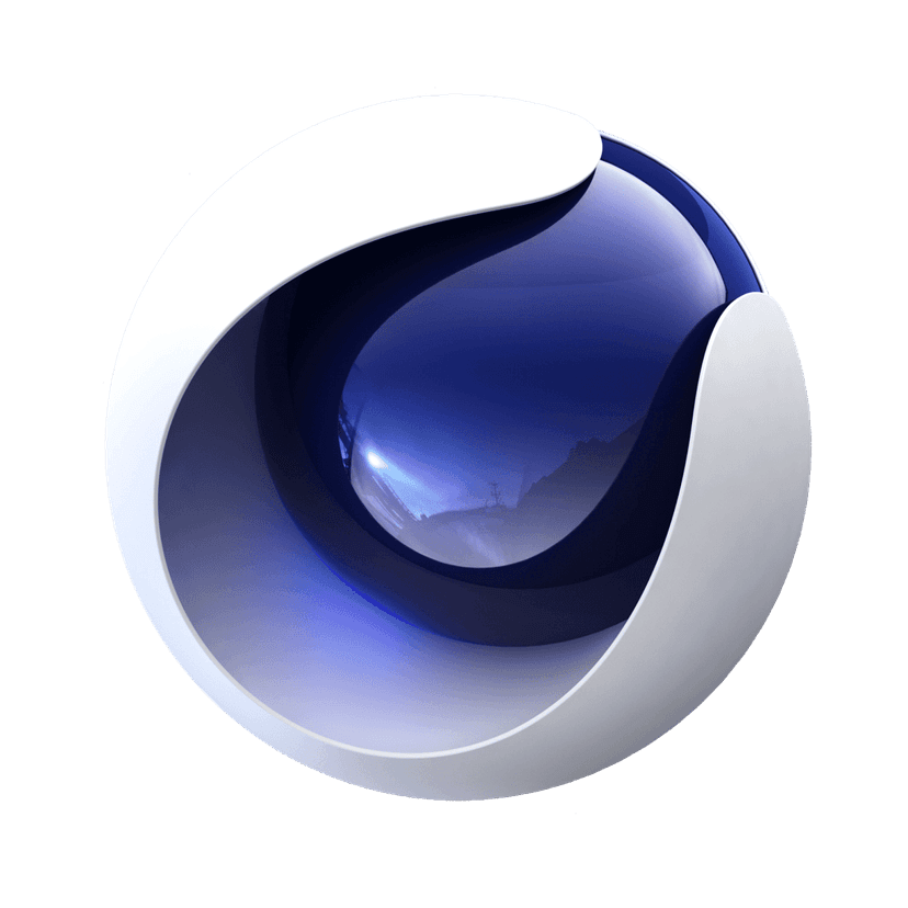Blue and white geometric sphere featuring a three-dimensional matte finish and minimalist circular symmetry.