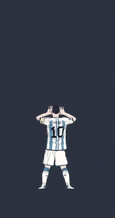 Lionel Messi minimalist illustration, back view, dark background