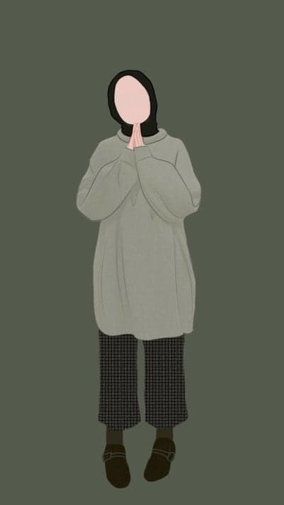 Woman in Hijab and Cozy Sweater, Praying