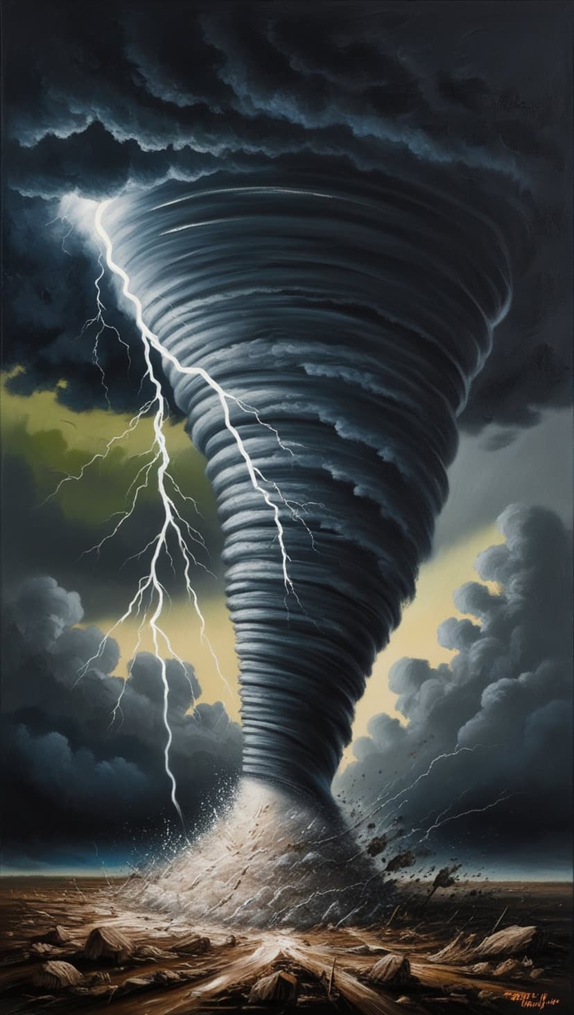 Lightning Strike and Twister Storm Phone Wallpaper