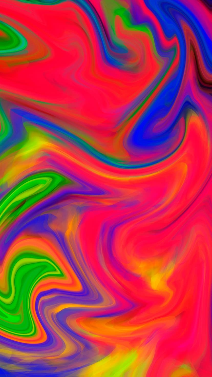 Neon pink and electric blue fluid swirls intertwine with lime green accents in a liquid marble pattern.
