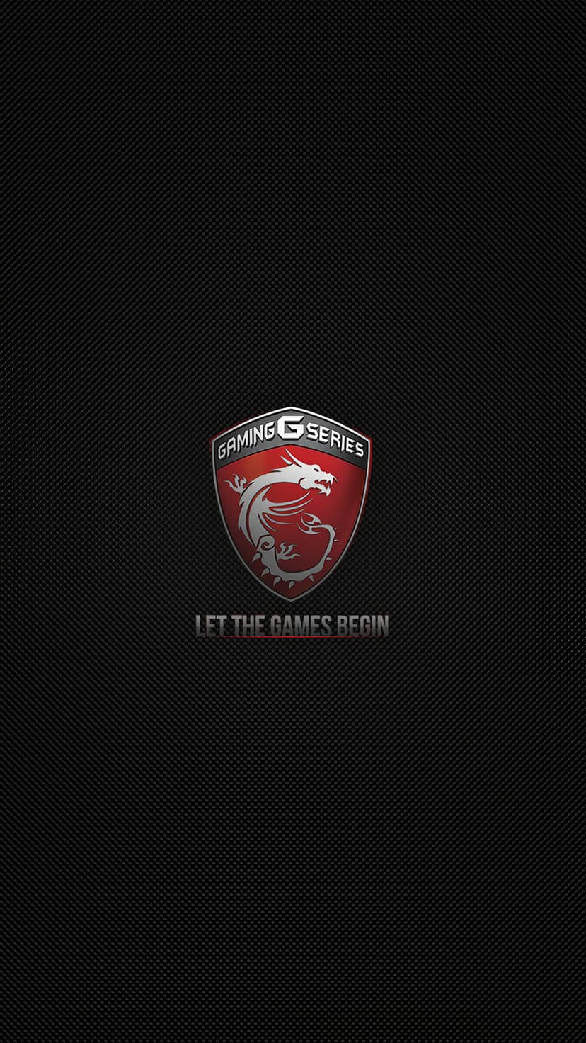 Red dragon shield logo centered on a black carbon fiber weave pattern with white gaming text below it.