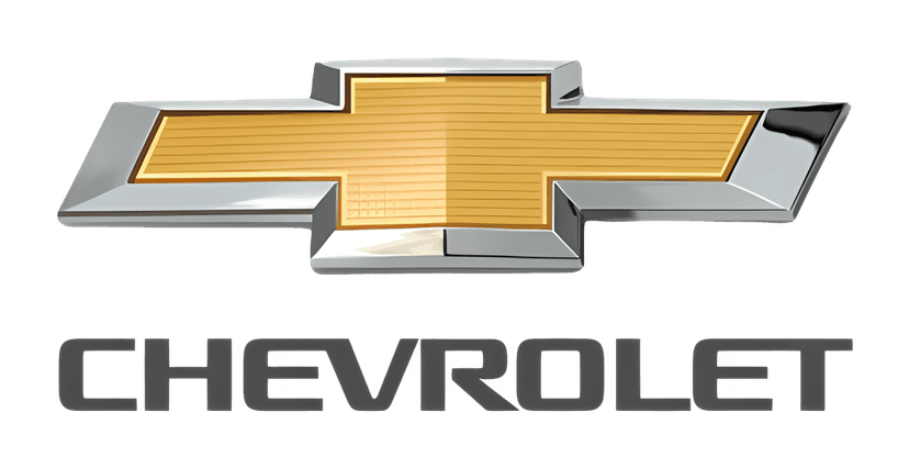 Chevrolet bowtie emblem with a textured gold center and chrome silver border isolated on a clear background.