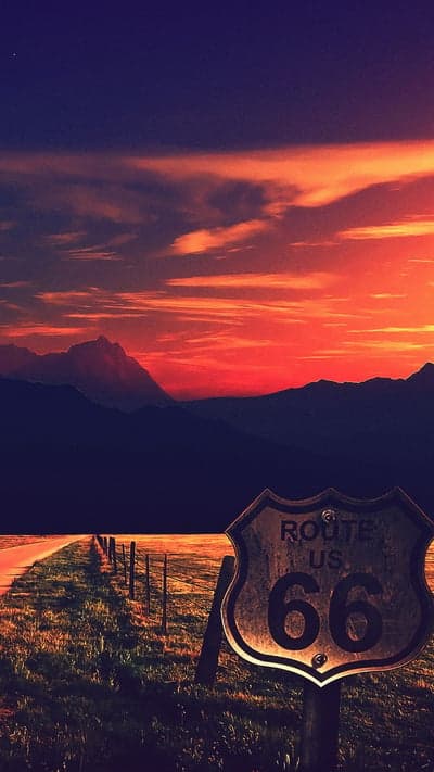 Route 66 Reverie - Fiery Sunset