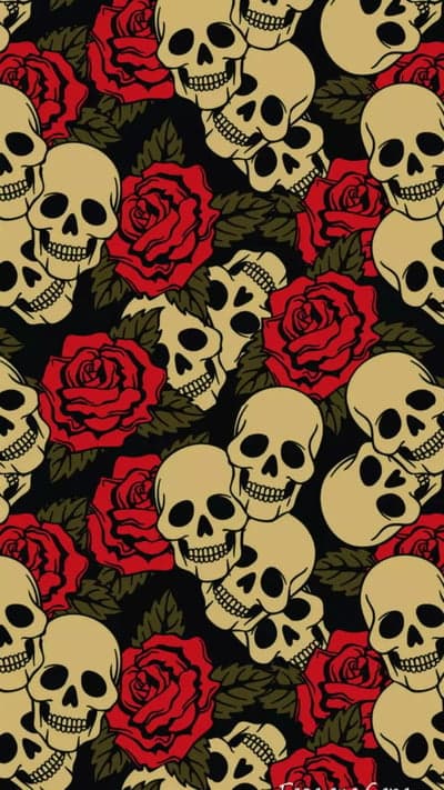 Gothic Skulls and Roses Tattoo Pattern