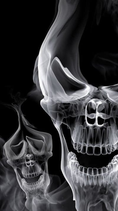 Ethereal Smoke Skulls: A Mesmerizing Black and White Art Piece