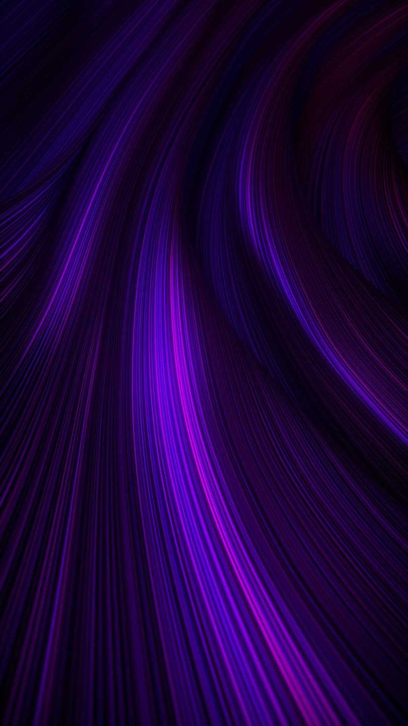 Purple and pink light ribbons curve gracefully across a dark void with smooth gradients and fluid motion.