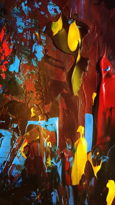 Abstract Expressionist Painting with Bold Colors and Texture