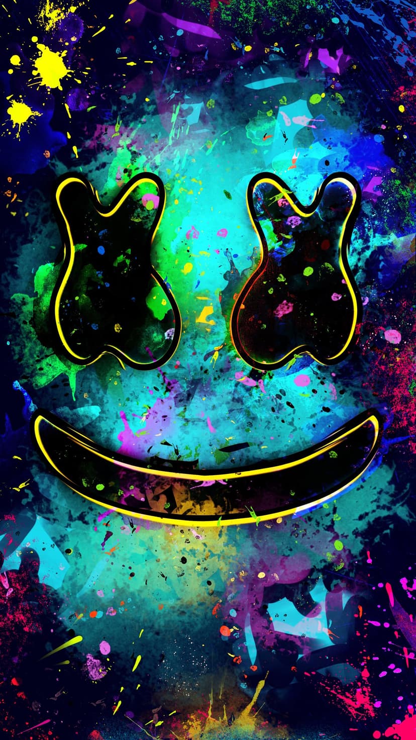 Neon Marshmello Splatter Electric Music Phone Wallpaper