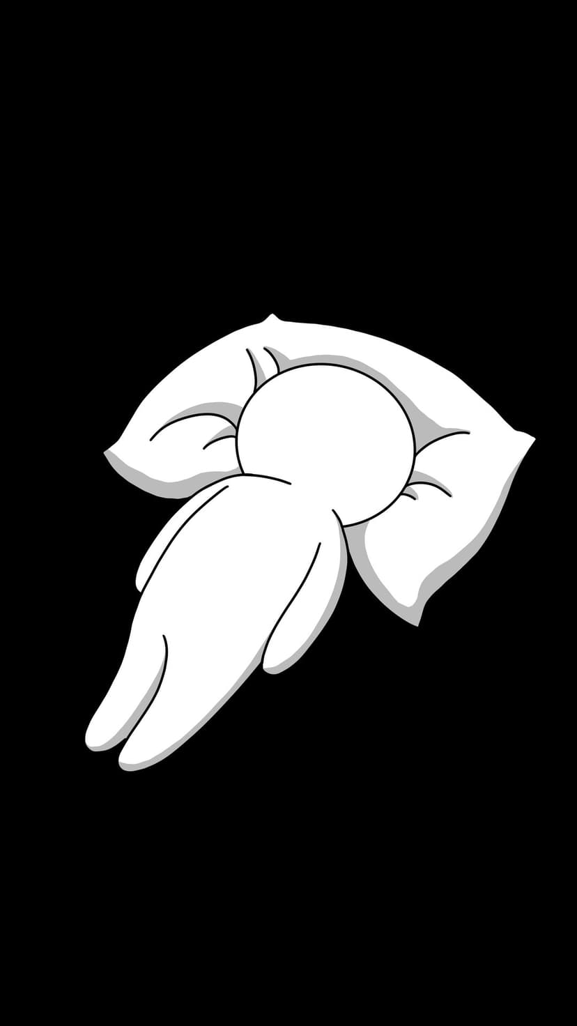 White humanoid character sleeping peacefully on a soft pillow centered against a solid jet black background.