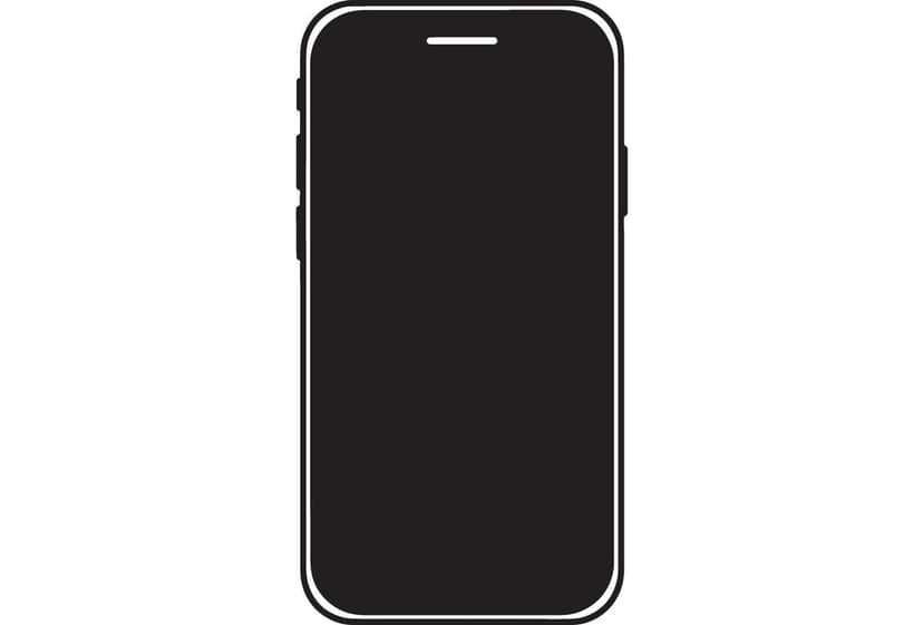 Black iPhone silhouette and outline featuring a pill-shaped dynamic island cutout on a transparent background.