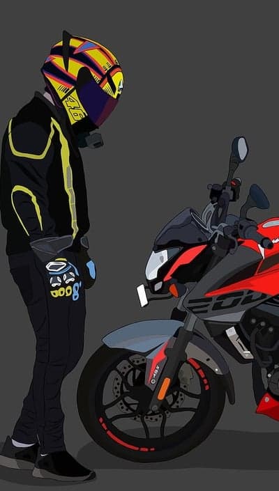 Cyberpunk Style Motorcycle Rider Portrait Tablet Wallpaper