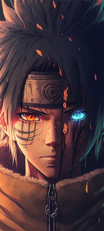 Intense Anime Character Portrait with Contrasting Eyes