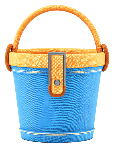 Bucket,Blue And Yellow Bucket,Handle,Container,Beach,Sand,Play.Summer